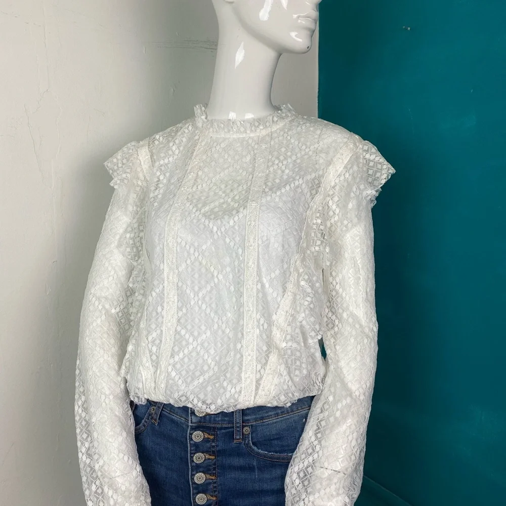 We the free lace high neck bodysuit xs
